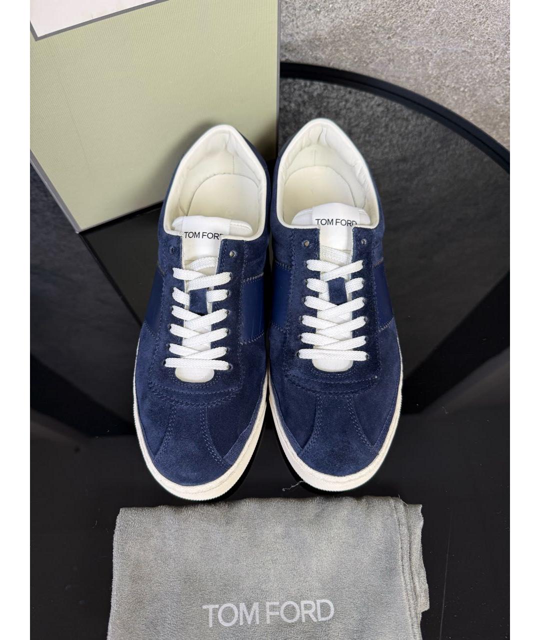 TOM FORD Темно-синие замшевые низкие кроссовки / кеды, фото 2