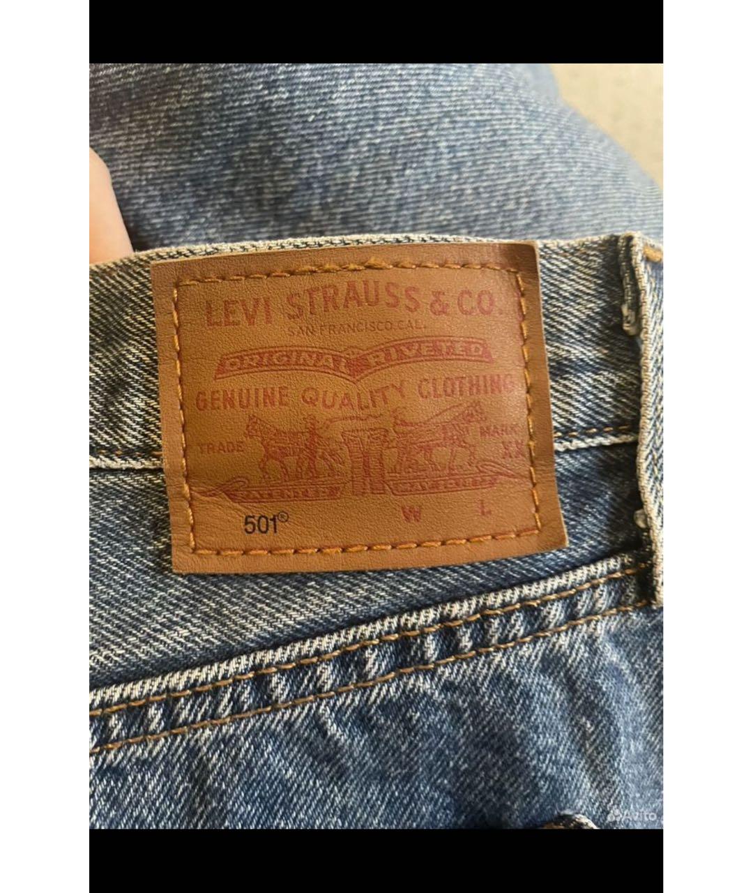 LEVI'S Синие хлопковые прямые джинсы, фото 4