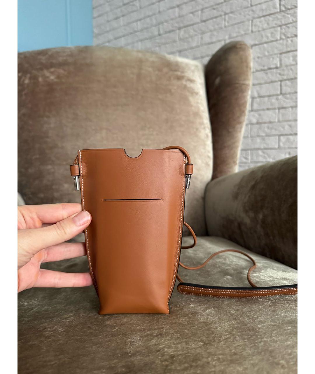 LOEWE Коричневая кожаная сумка через плечо, фото 3