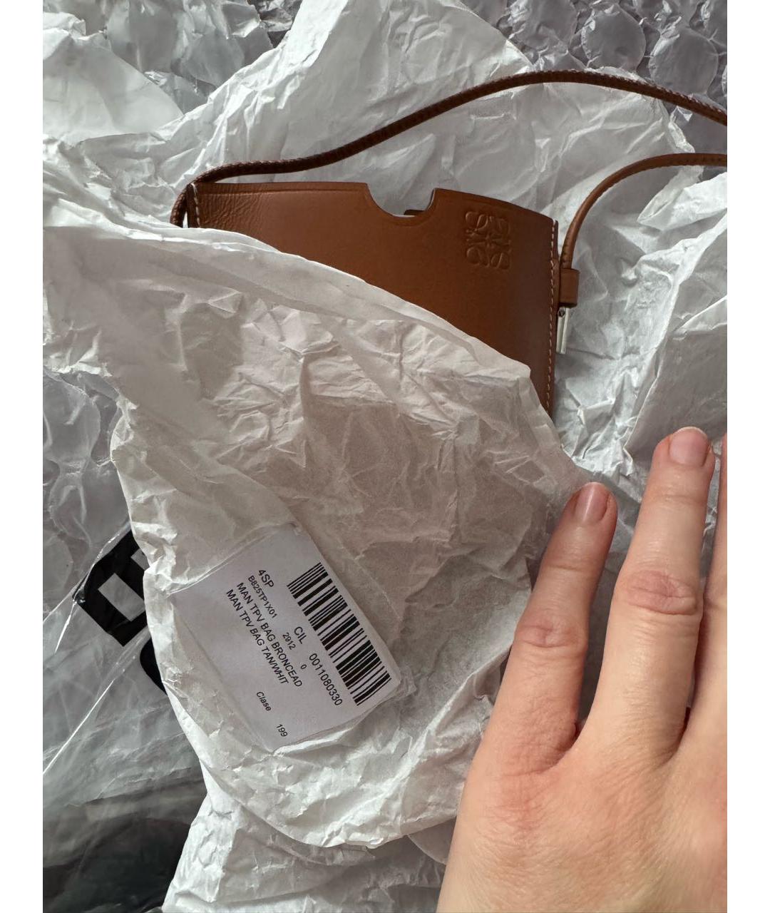 LOEWE Коричневая кожаная сумка через плечо, фото 8