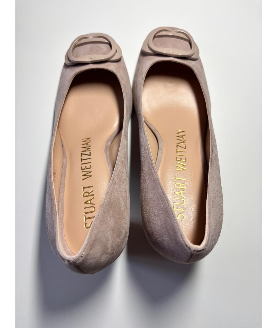 STUART WEITZMAN Бежевые кожаные туфли, фото 3