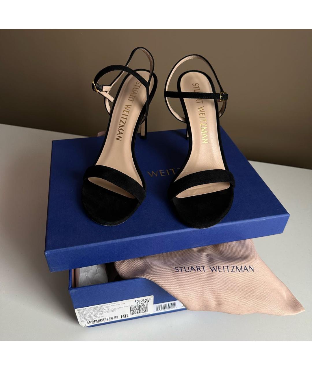 STUART WEITZMAN Черные замшевые босоножки, фото 4