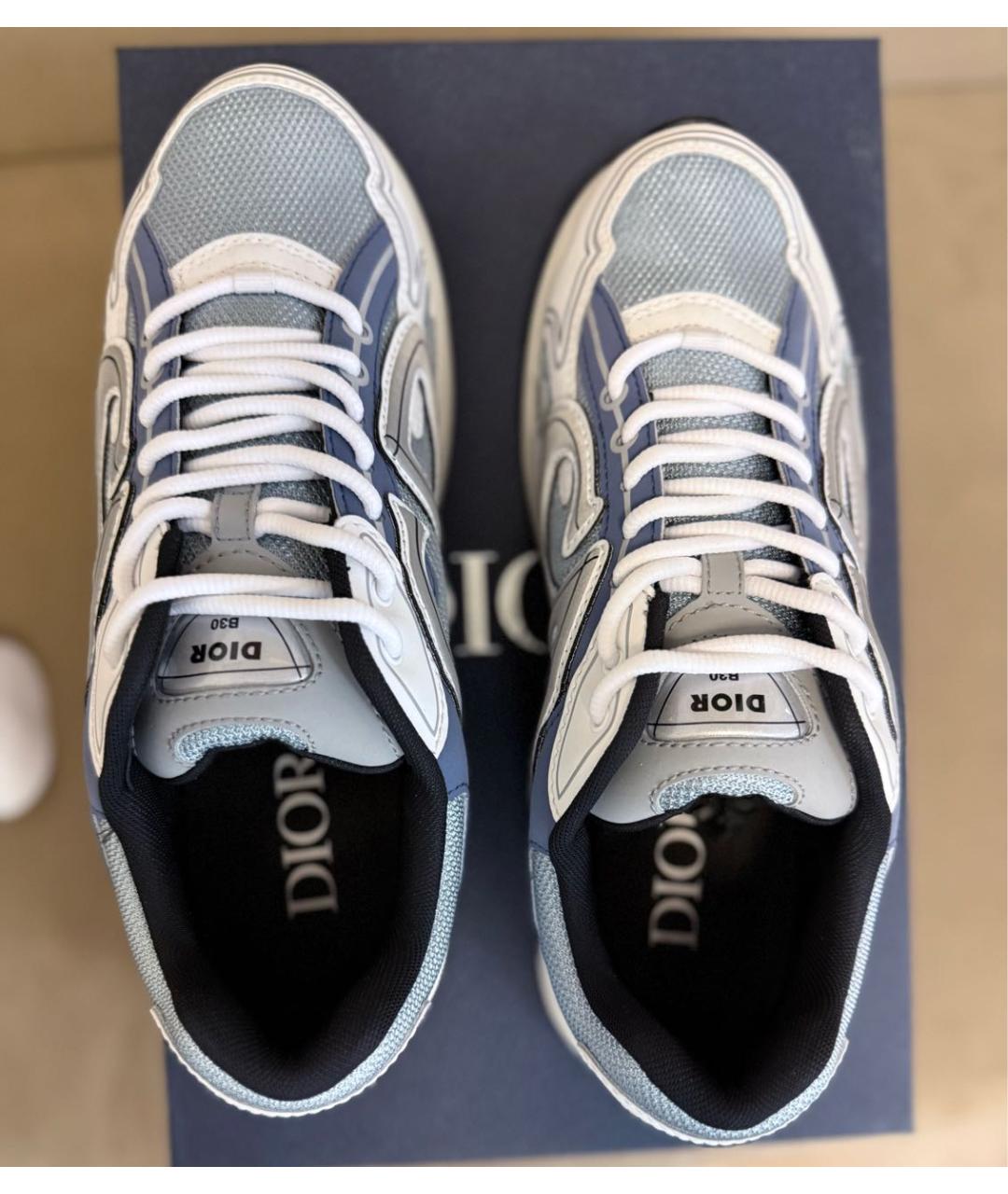 CHRISTIAN DIOR Голубые текстильные низкие кроссовки / кеды, фото 3