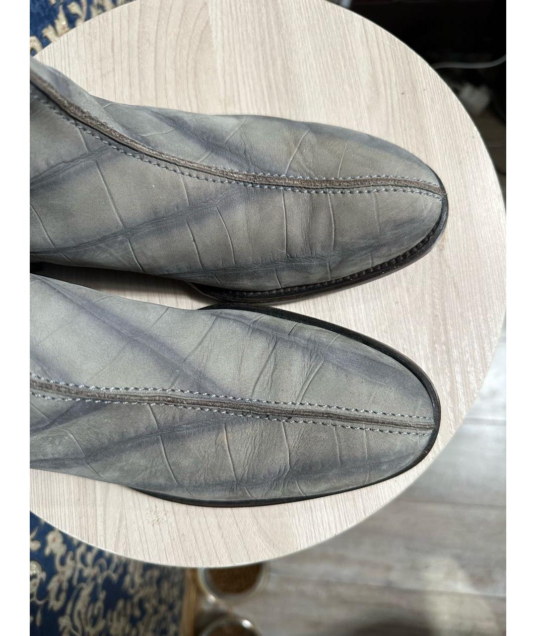 SAINT LAURENT Серые кожаные сапоги, фото 3