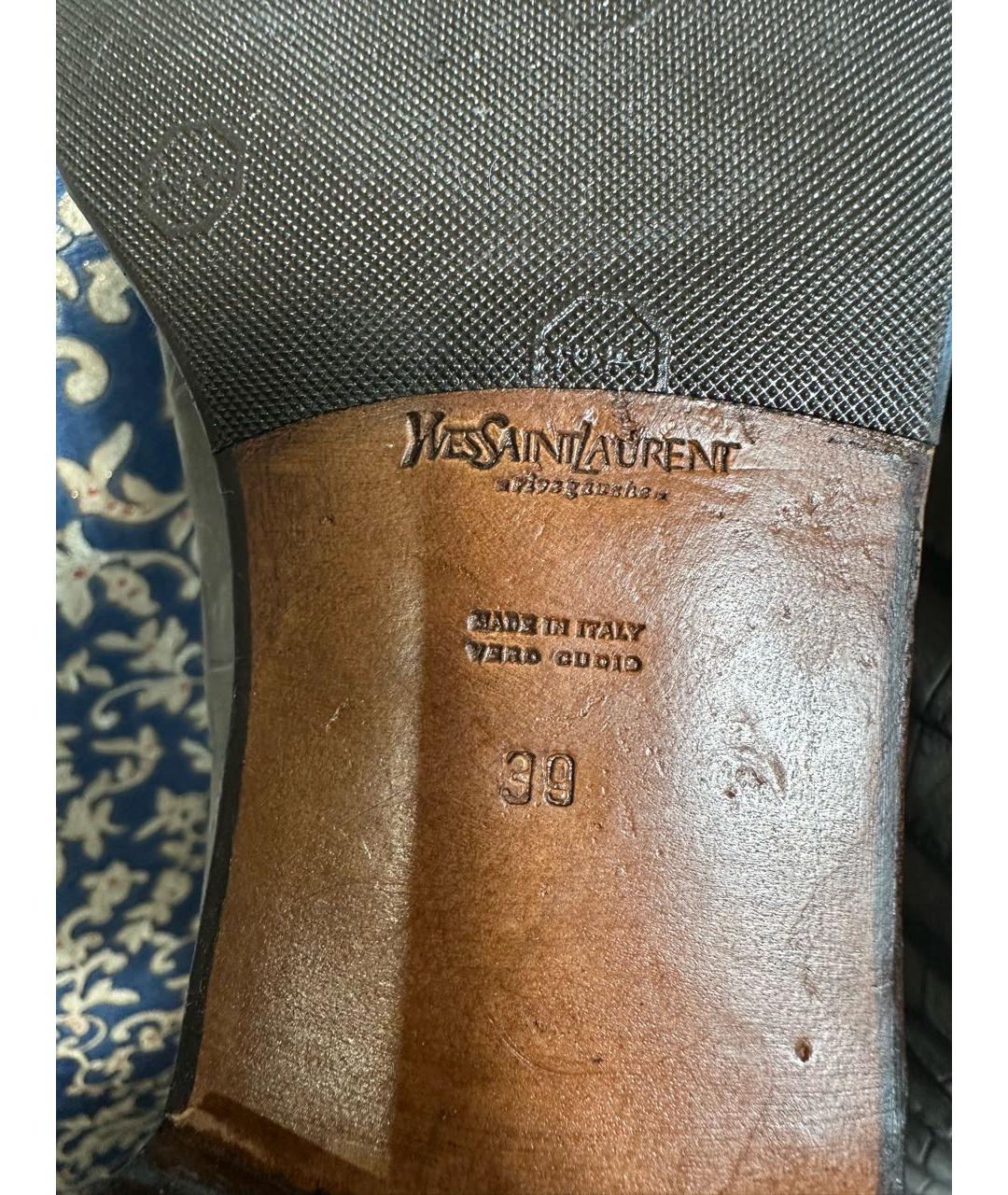 SAINT LAURENT Серые кожаные сапоги, фото 6