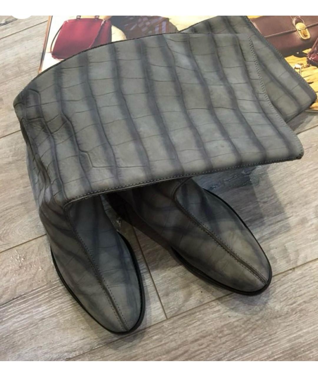 SAINT LAURENT Серые кожаные сапоги, фото 8