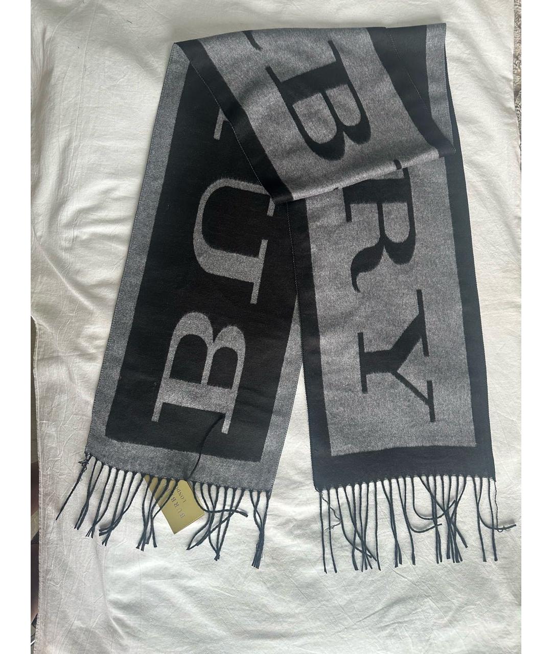 BURBERRY Серый кашемировый шарф, фото 5