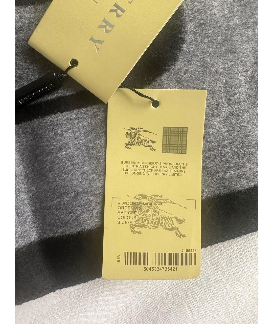 BURBERRY Серый кашемировый шарф, фото 4