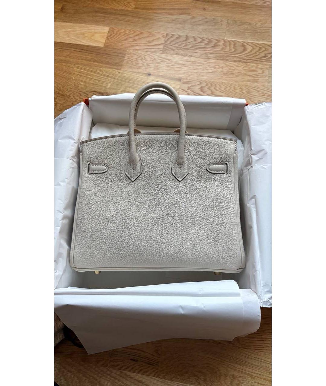 HERMES Бежевая кожаная сумка с короткими ручками, фото 2