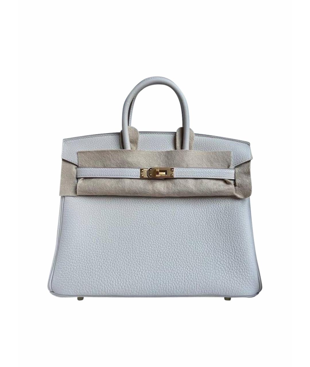 HERMES Бежевая кожаная сумка с короткими ручками, фото 1