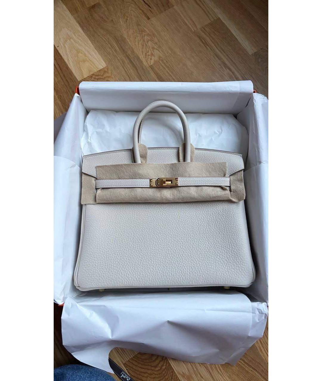 HERMES Бежевая кожаная сумка с короткими ручками, фото 8