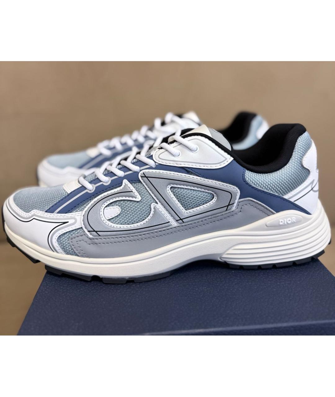 CHRISTIAN DIOR Голубые текстильные низкие кроссовки / кеды, фото 1