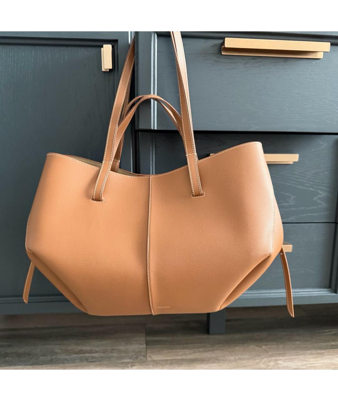 POLENE Коричневая кожаная сумка тоут, фото 8