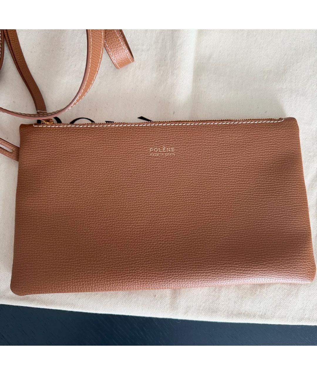 POLENE Коричневая кожаная сумка тоут, фото 6