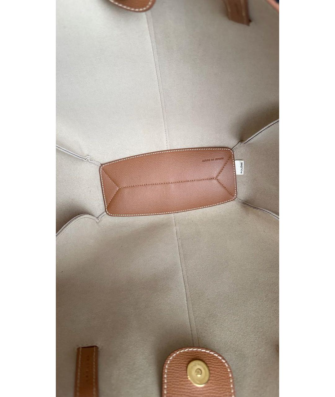 POLENE Коричневая кожаная сумка тоут, фото 5