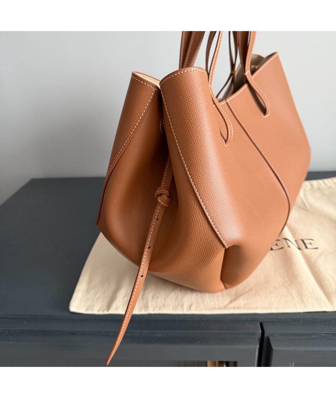 POLENE Коричневая кожаная сумка тоут, фото 2