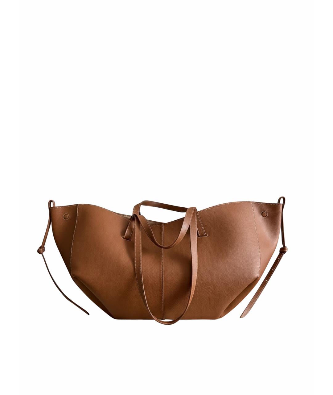 POLENE Коричневая кожаная сумка тоут, фото 1