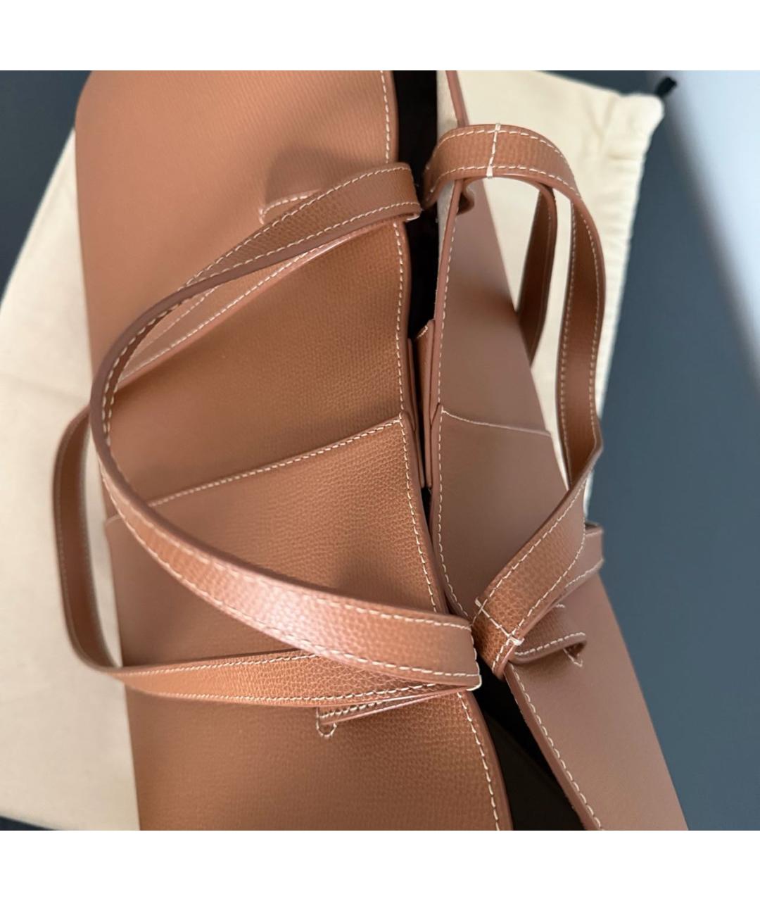 POLENE Коричневая кожаная сумка тоут, фото 4