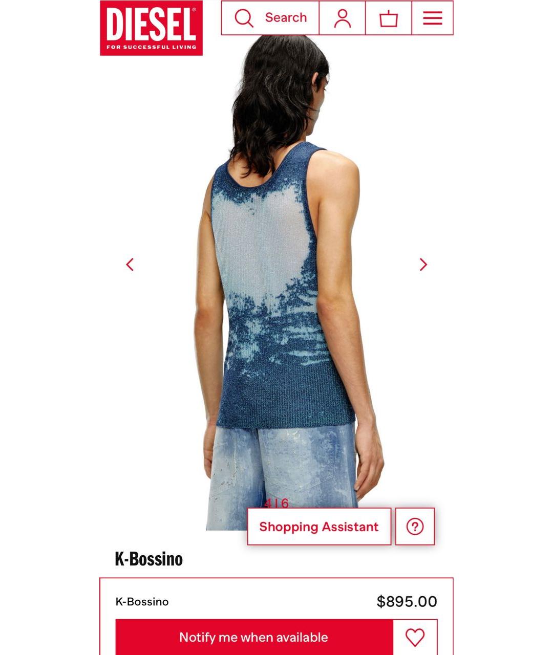 DIESEL Синяя майка, фото 7