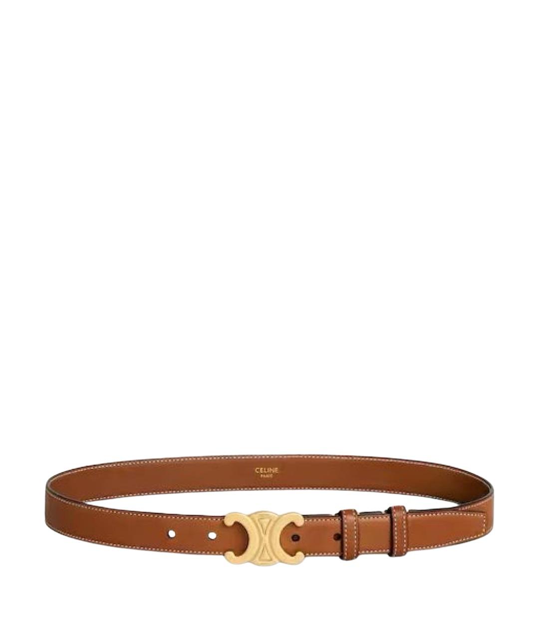 CELINE Коричневый кожаный ремень, фото 1