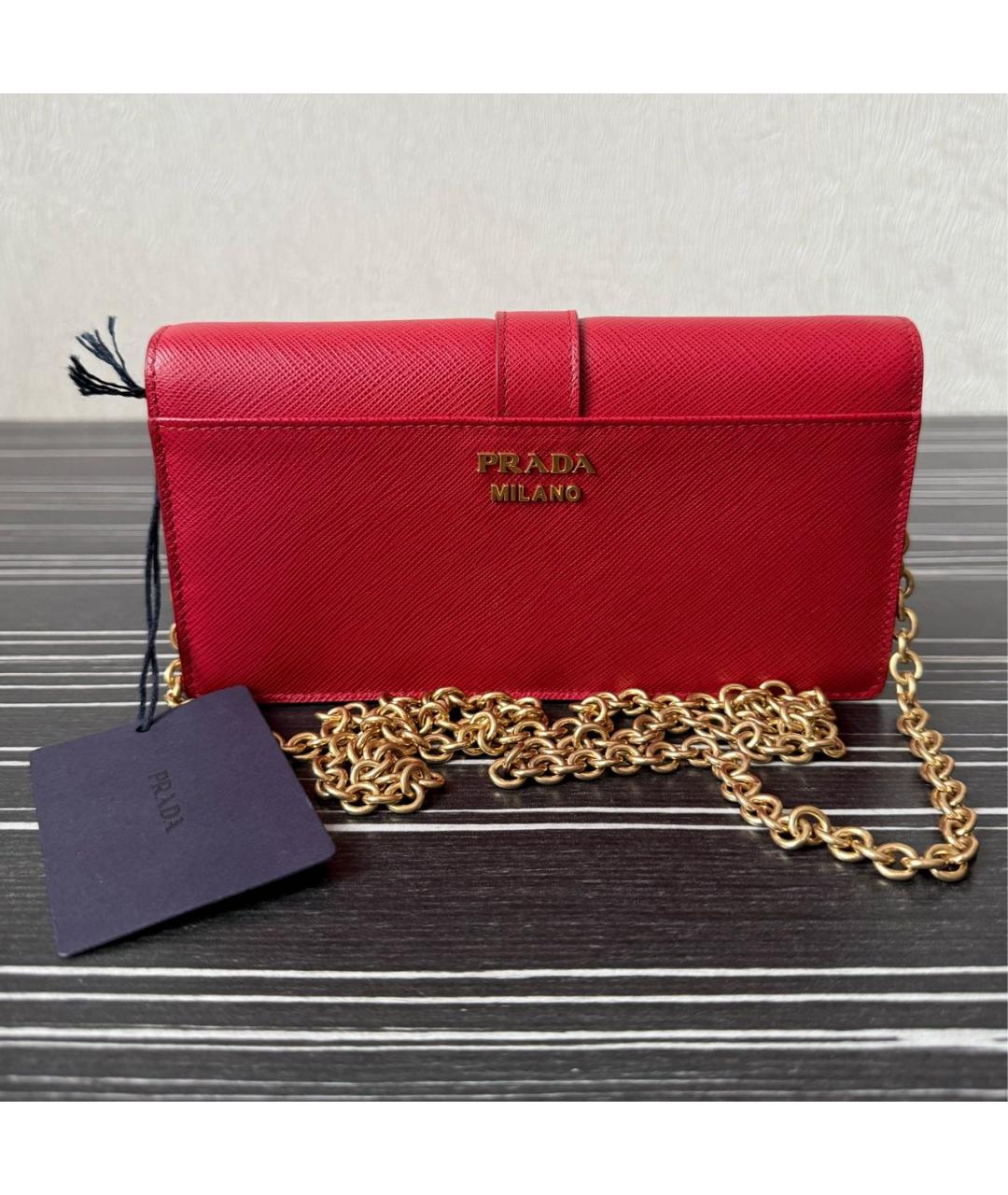PRADA Красная кожаная сумка через плечо, фото 3
