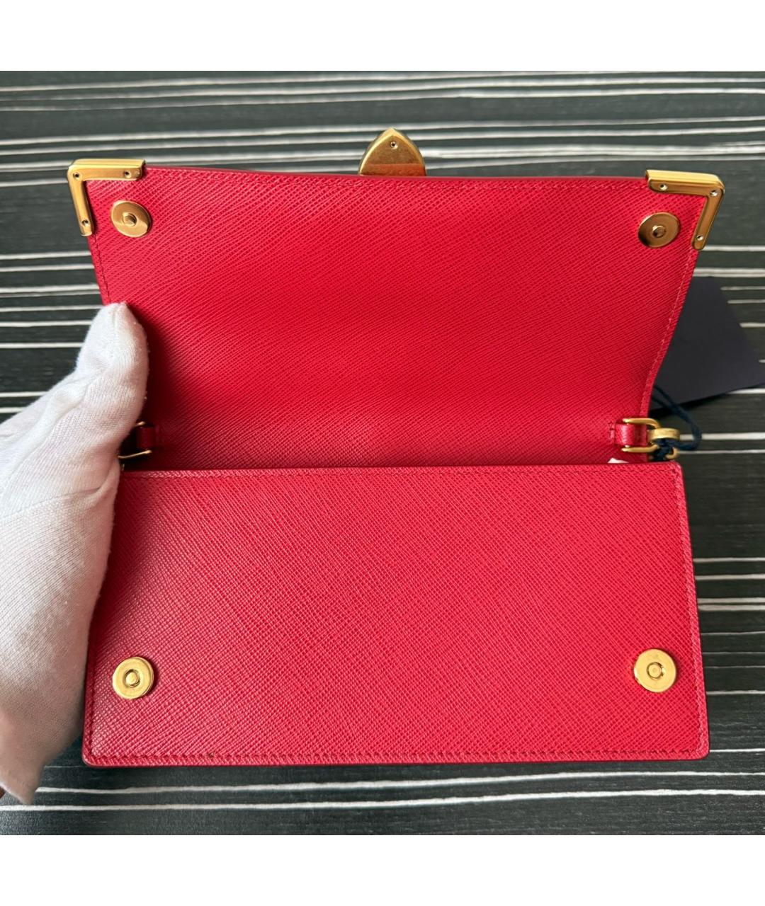 PRADA Красная кожаная сумка через плечо, фото 4