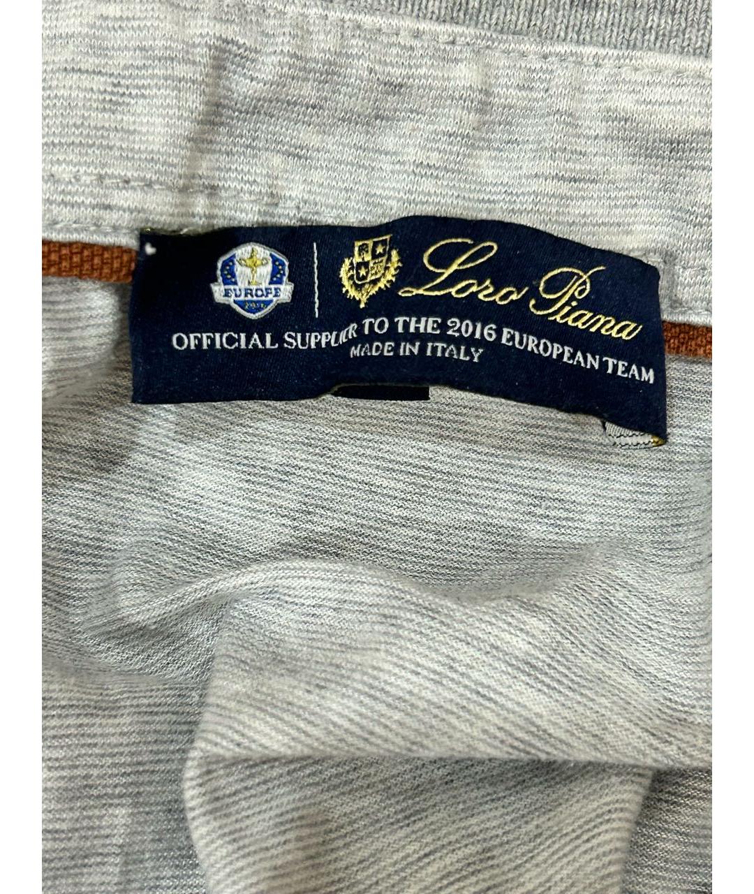 LORO PIANA Серое хлопковое поло с коротким рукавом, фото 3