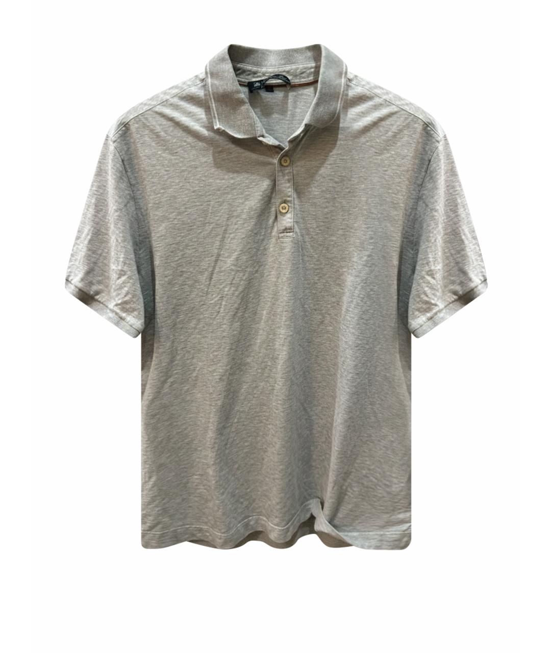 LORO PIANA Серое хлопковое поло с коротким рукавом, фото 1