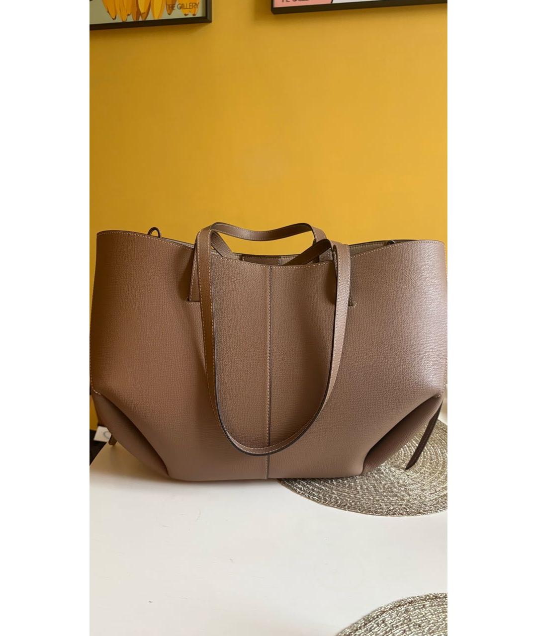 POLENE Бежевая кожаная сумка тоут, фото 3