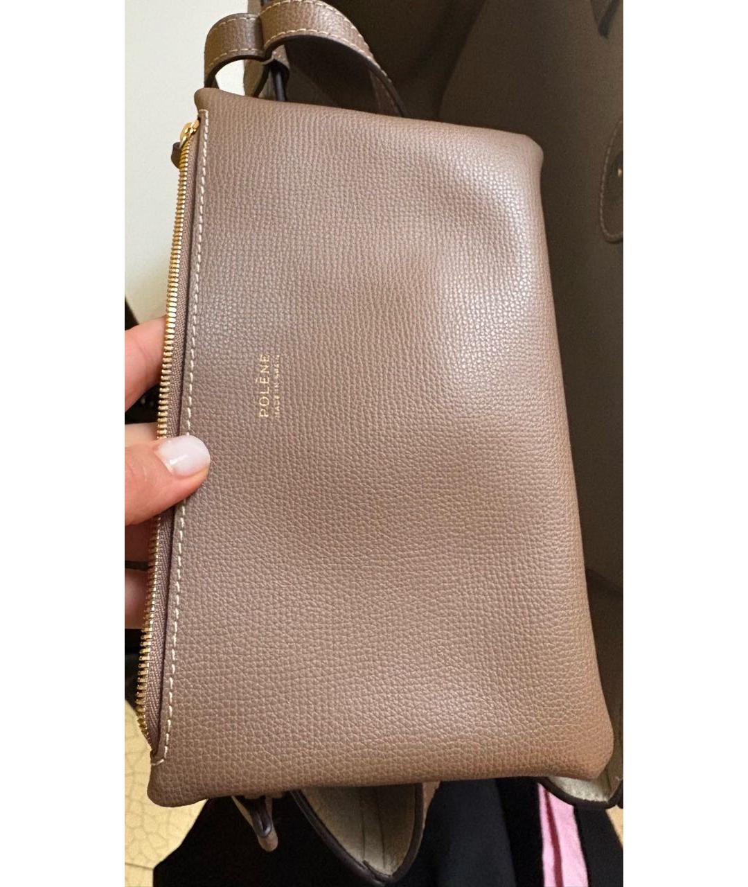 POLENE Бежевая кожаная сумка тоут, фото 6