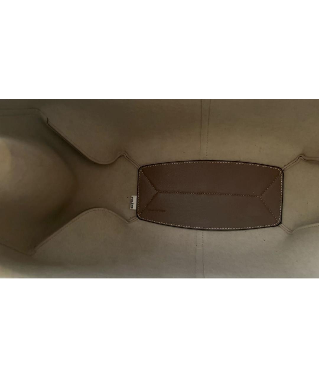 POLENE Бежевая кожаная сумка тоут, фото 5