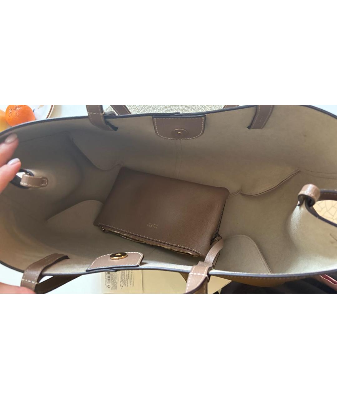 POLENE Бежевая кожаная сумка тоут, фото 4
