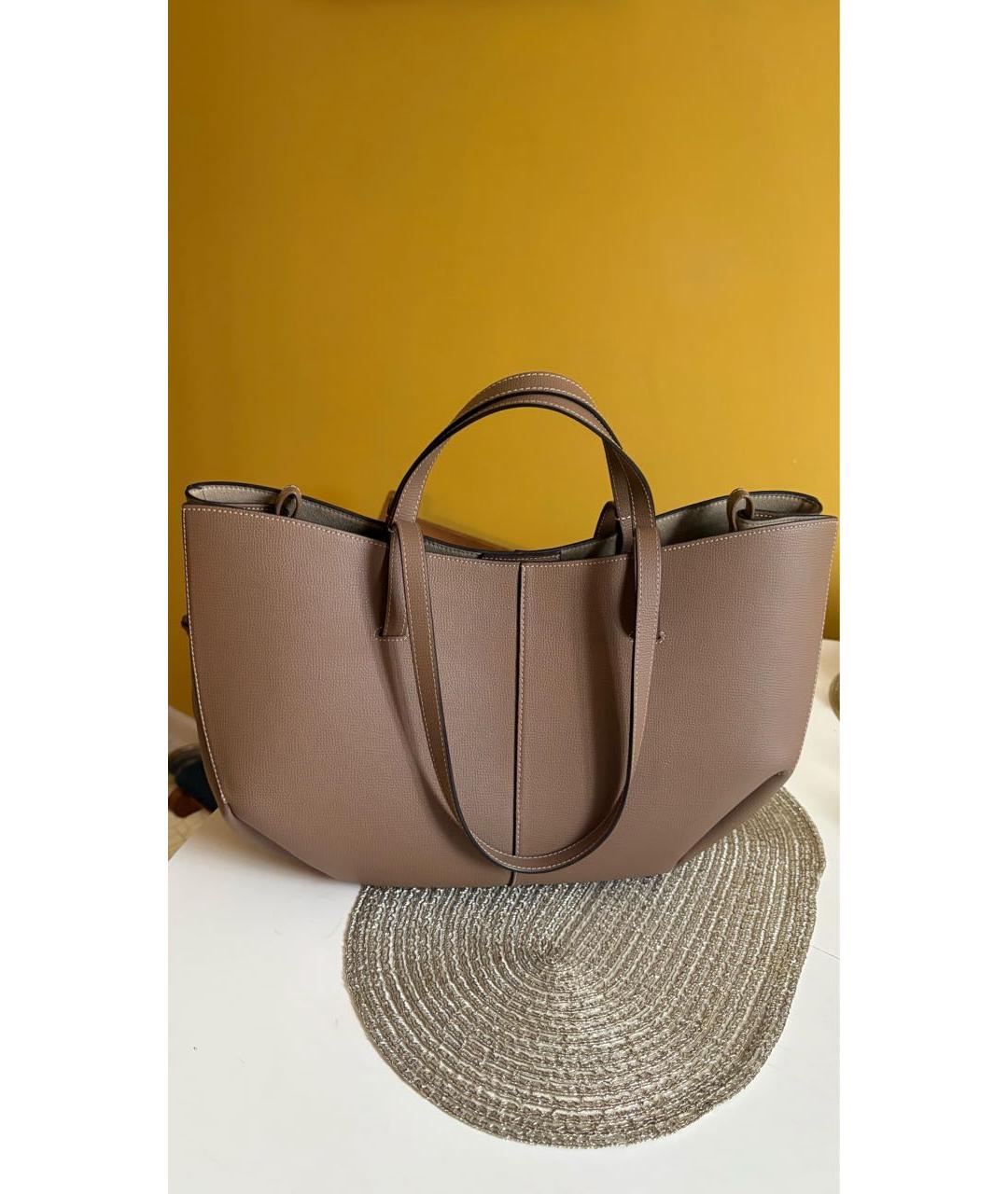 POLENE Бежевая кожаная сумка тоут, фото 8