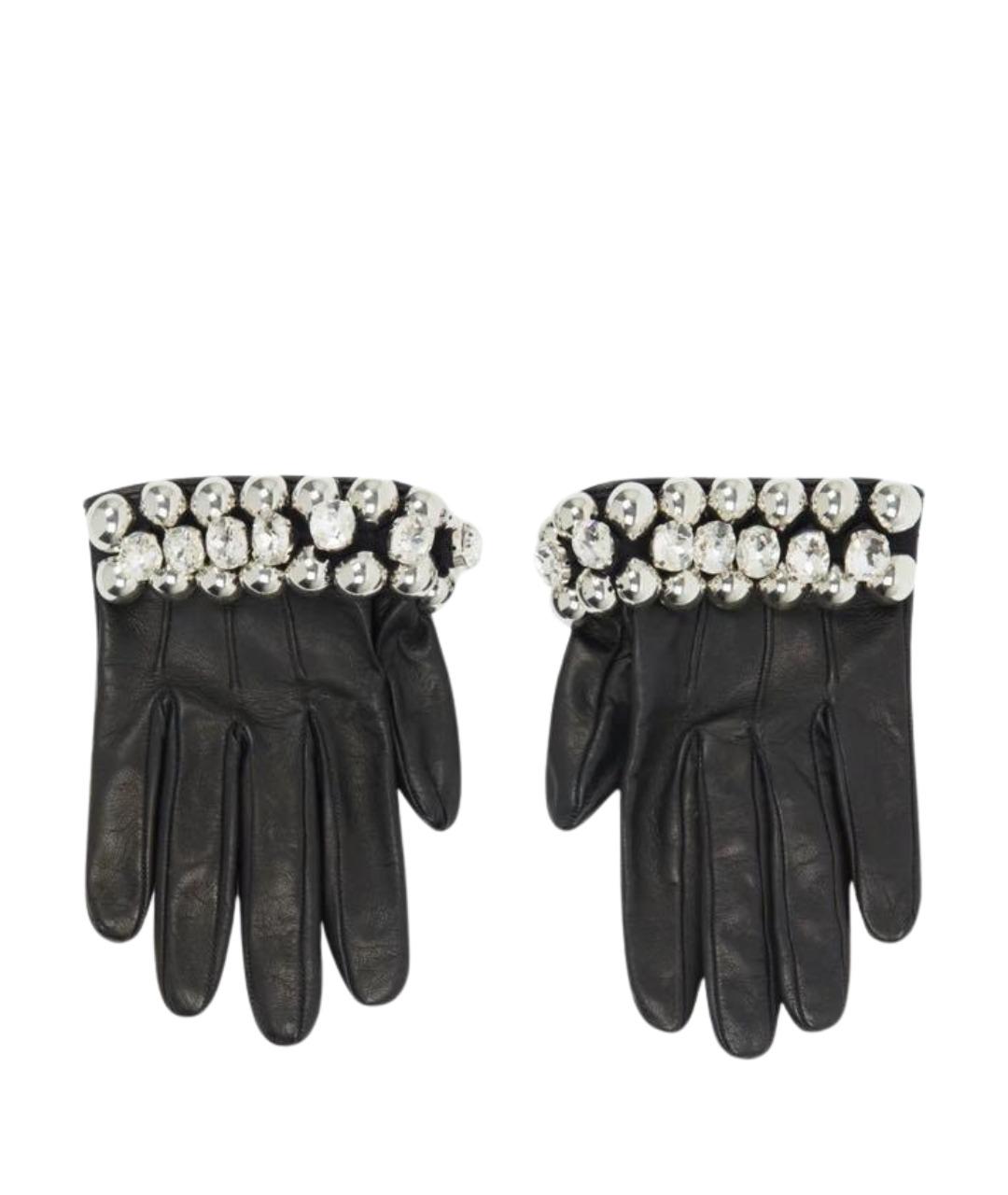 DAVID KOMA Черные кожаные перчатки, фото 1