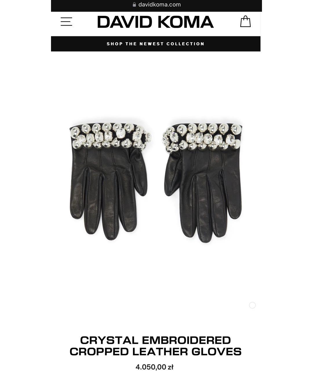 DAVID KOMA Черные кожаные перчатки, фото 5