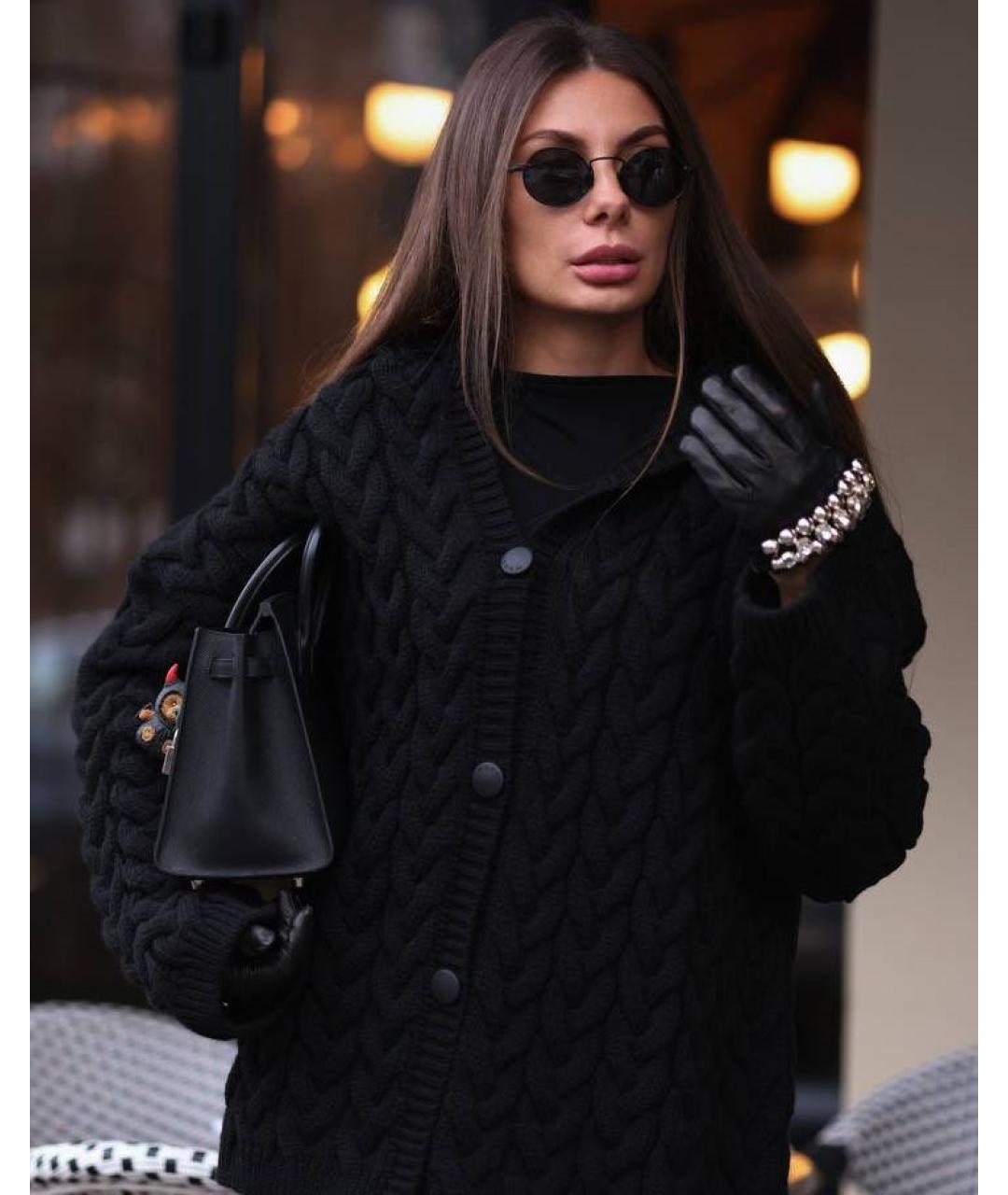 DAVID KOMA Черные кожаные перчатки, фото 4