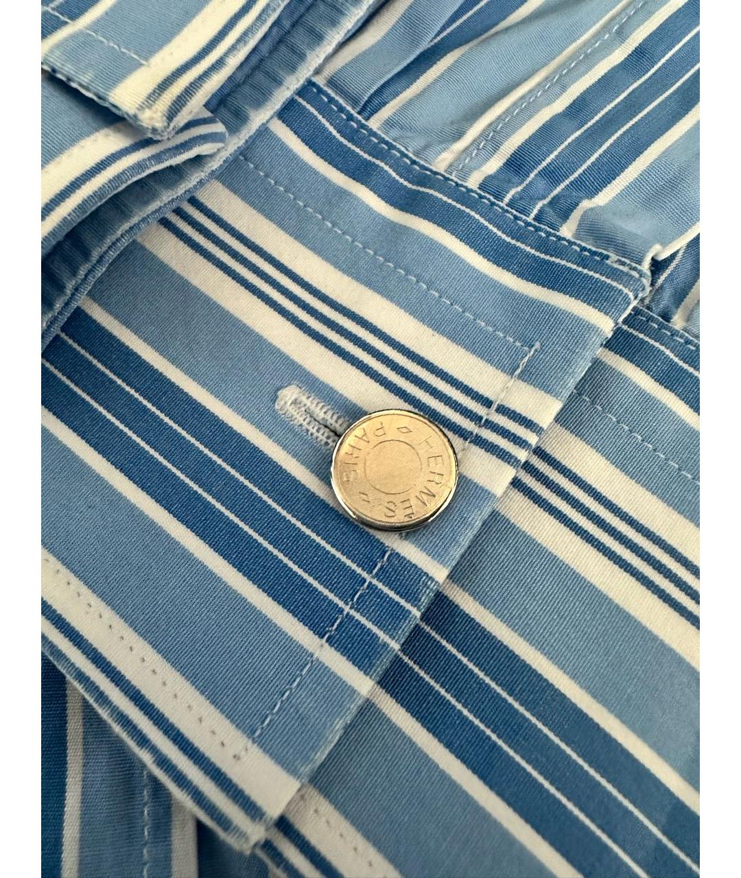 HERMES Голубая хлопковая классическая рубашка, фото 5