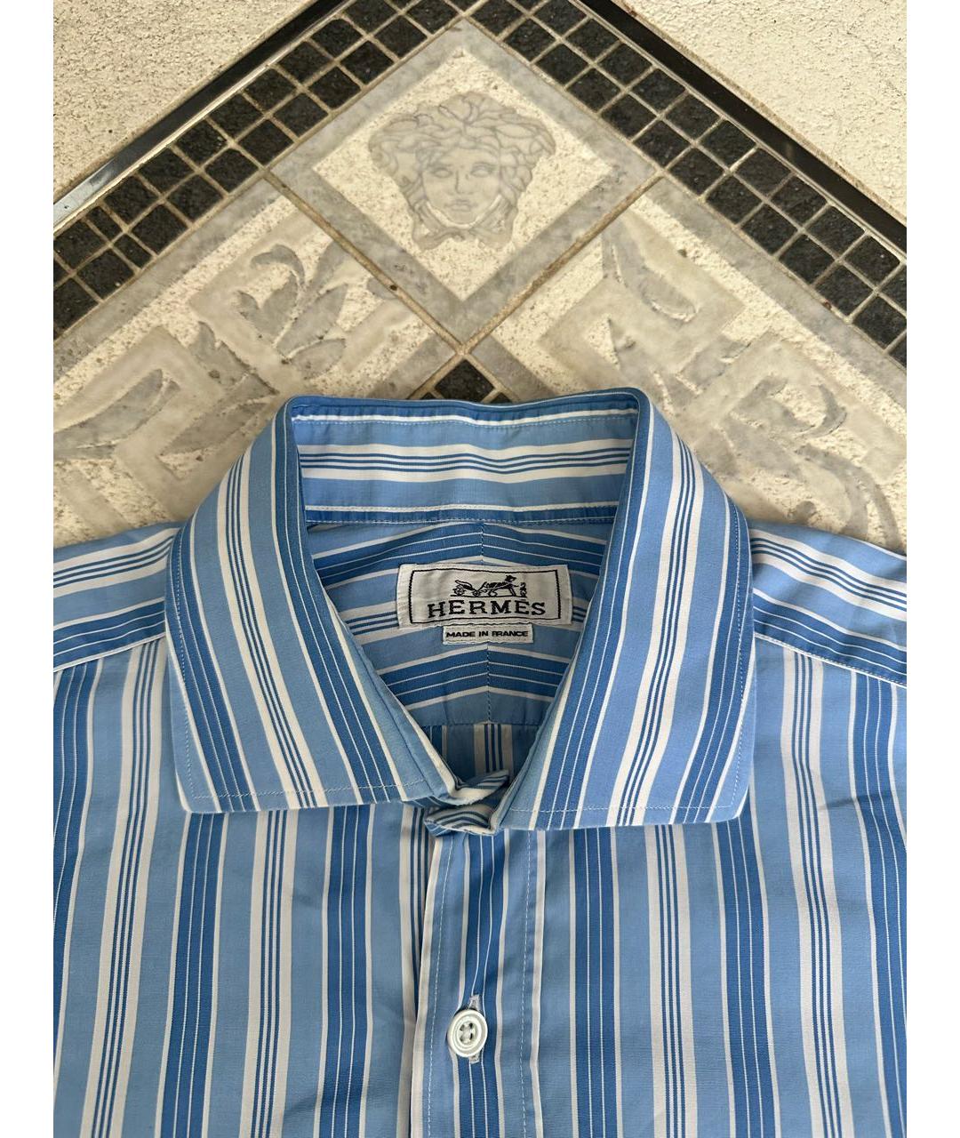 HERMES Голубая хлопковая классическая рубашка, фото 3