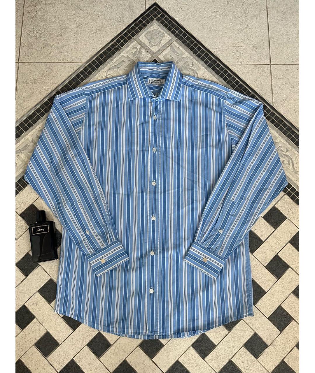 HERMES Голубая хлопковая классическая рубашка, фото 9