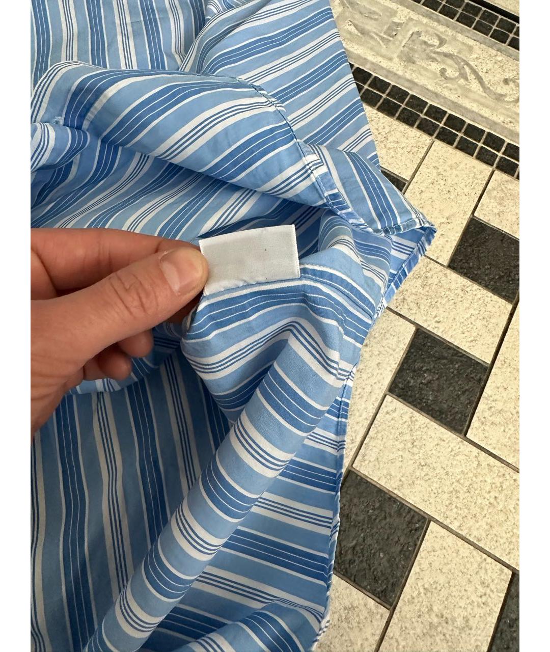 HERMES Голубая хлопковая классическая рубашка, фото 7