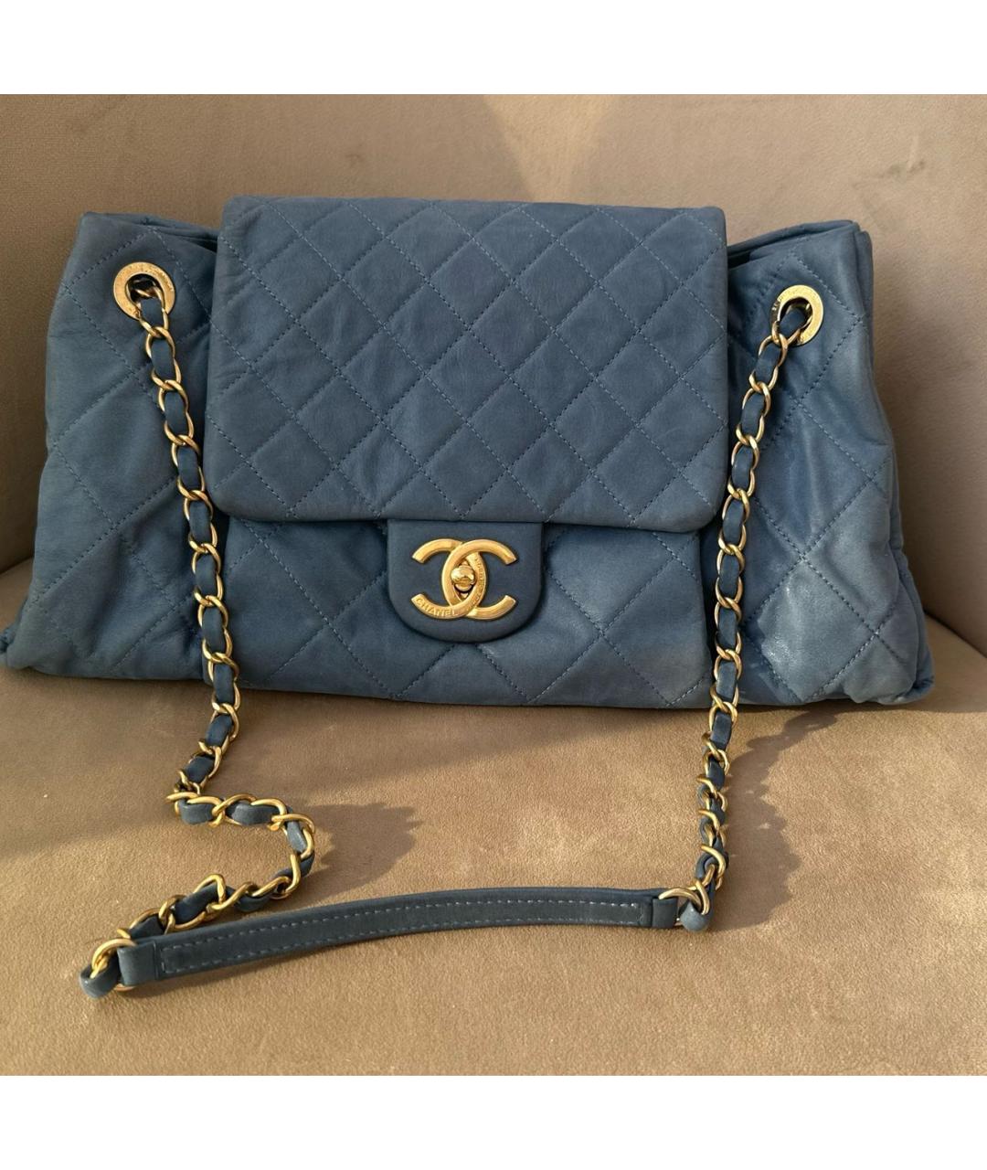 CHANEL Голубая сумка через плечо, фото 7