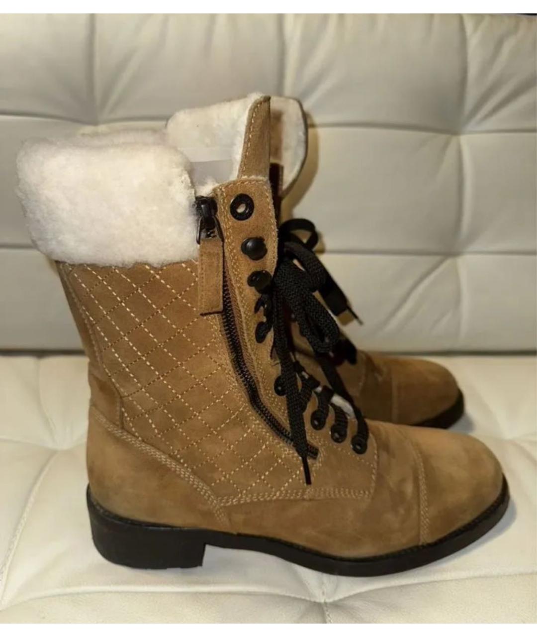 CHANEL Коричневые замшевые ботинки, фото 6