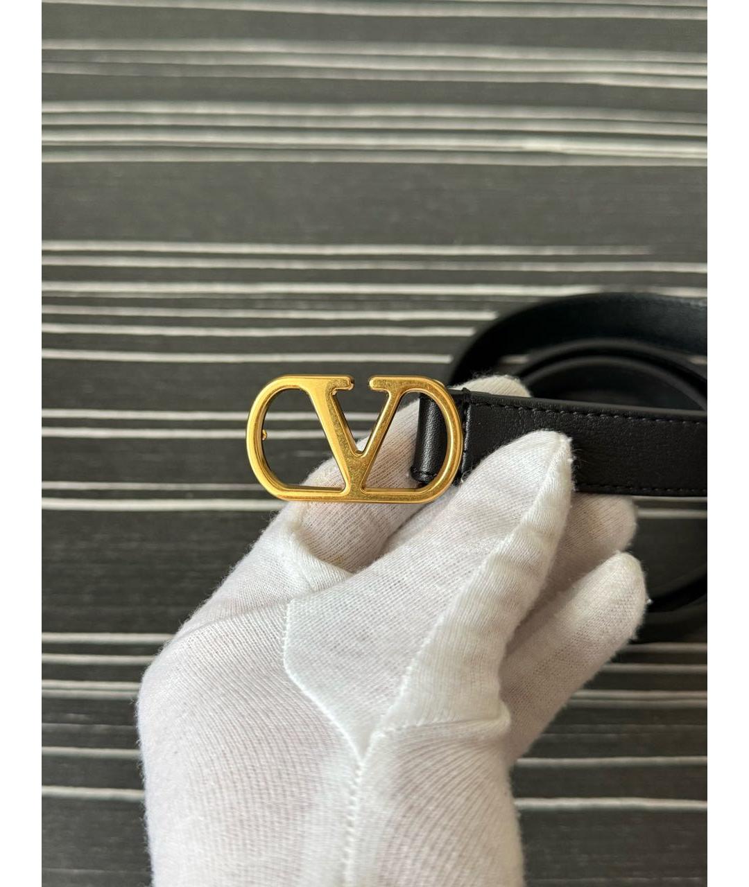 VALENTINO Черный кожаный ремень, фото 3
