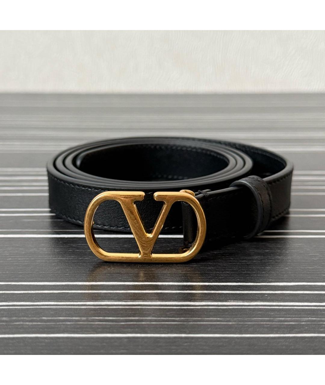 VALENTINO Черный кожаный ремень, фото 7