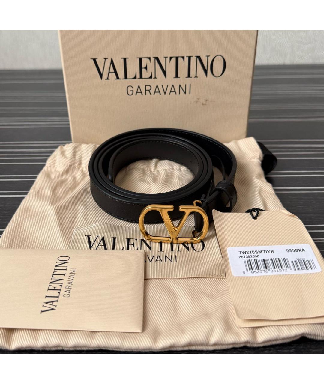 VALENTINO Черный кожаный ремень, фото 5