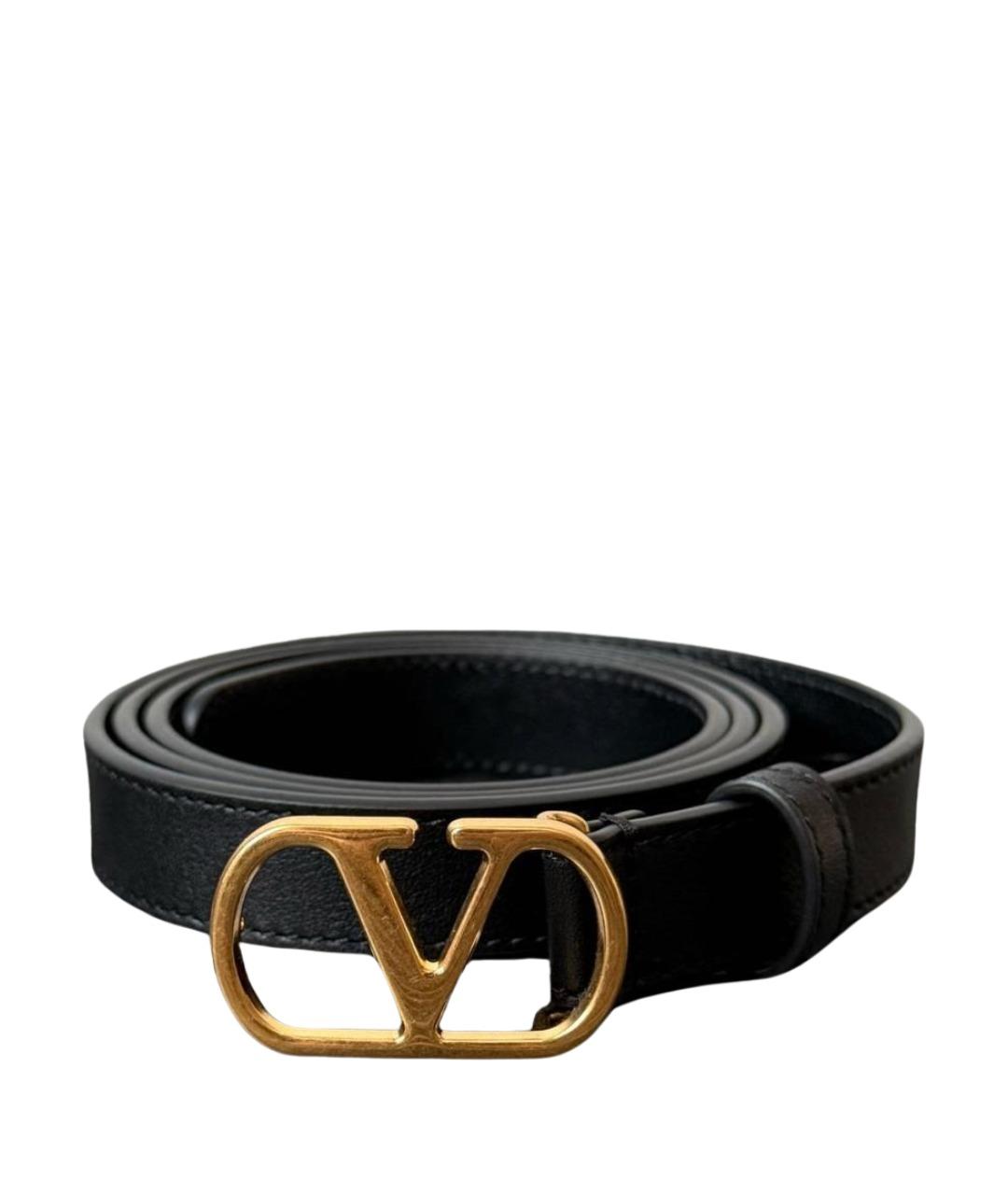 VALENTINO Черный кожаный ремень, фото 1