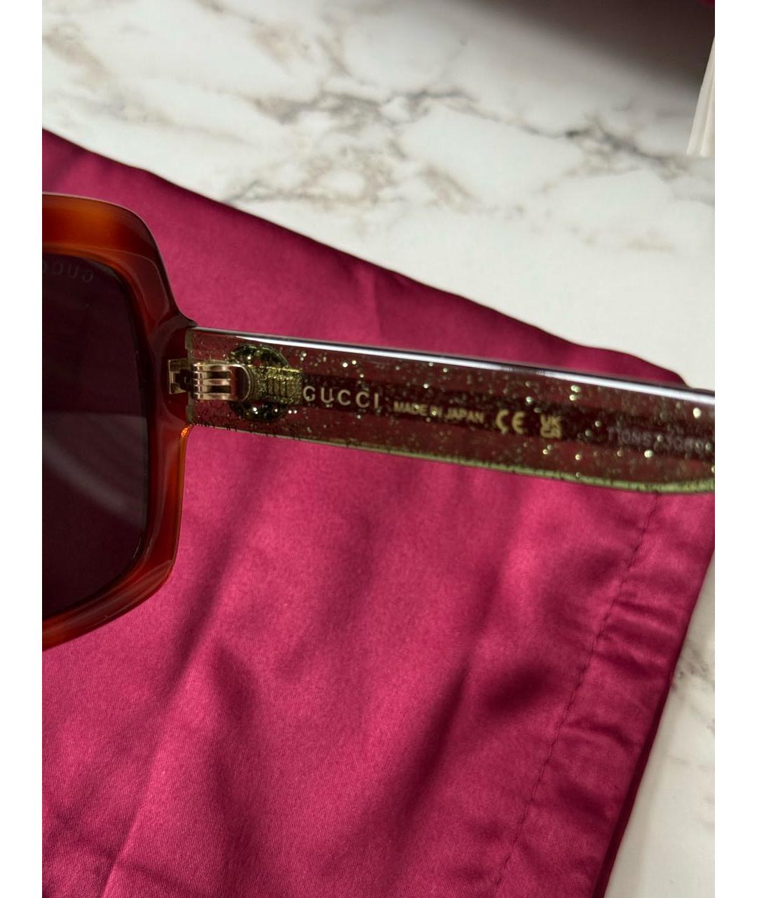 GUCCI Коричневые пластиковые солнцезащитные очки, фото 6