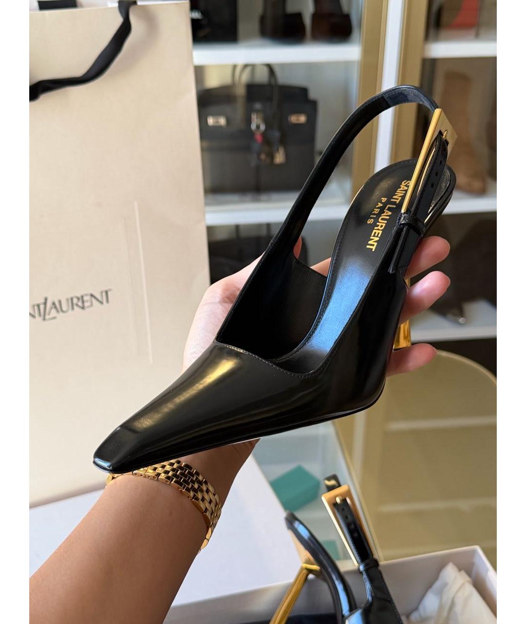 SAINT LAURENT Черные туфли из лакированной кожи, фото 3