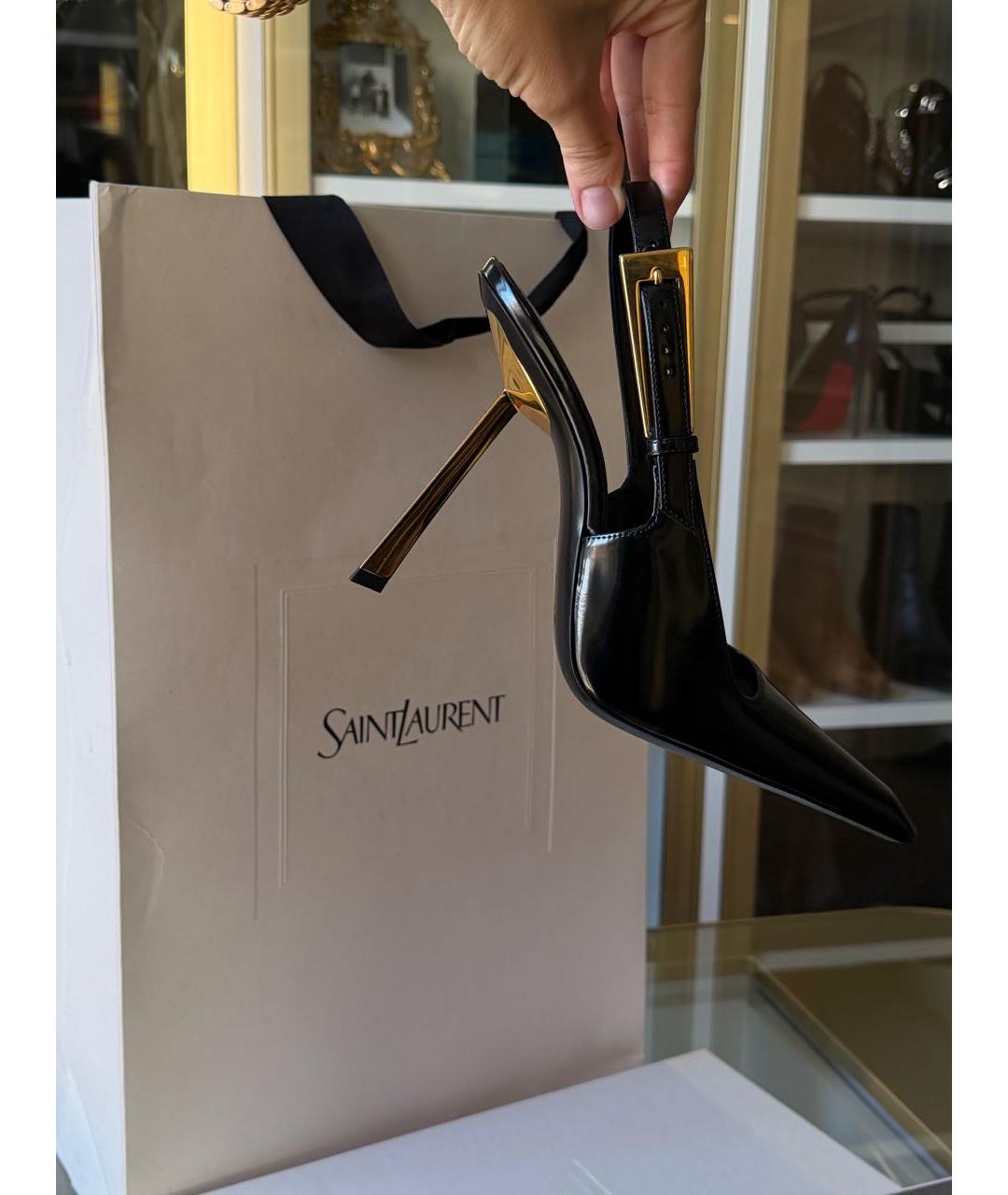 SAINT LAURENT Черные туфли из лакированной кожи, фото 2