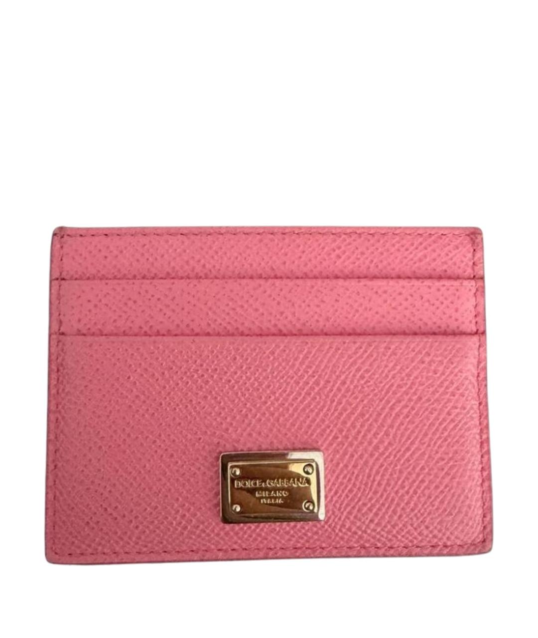 DOLCE&GABBANA Розовый кожаный кардхолдер, фото 1